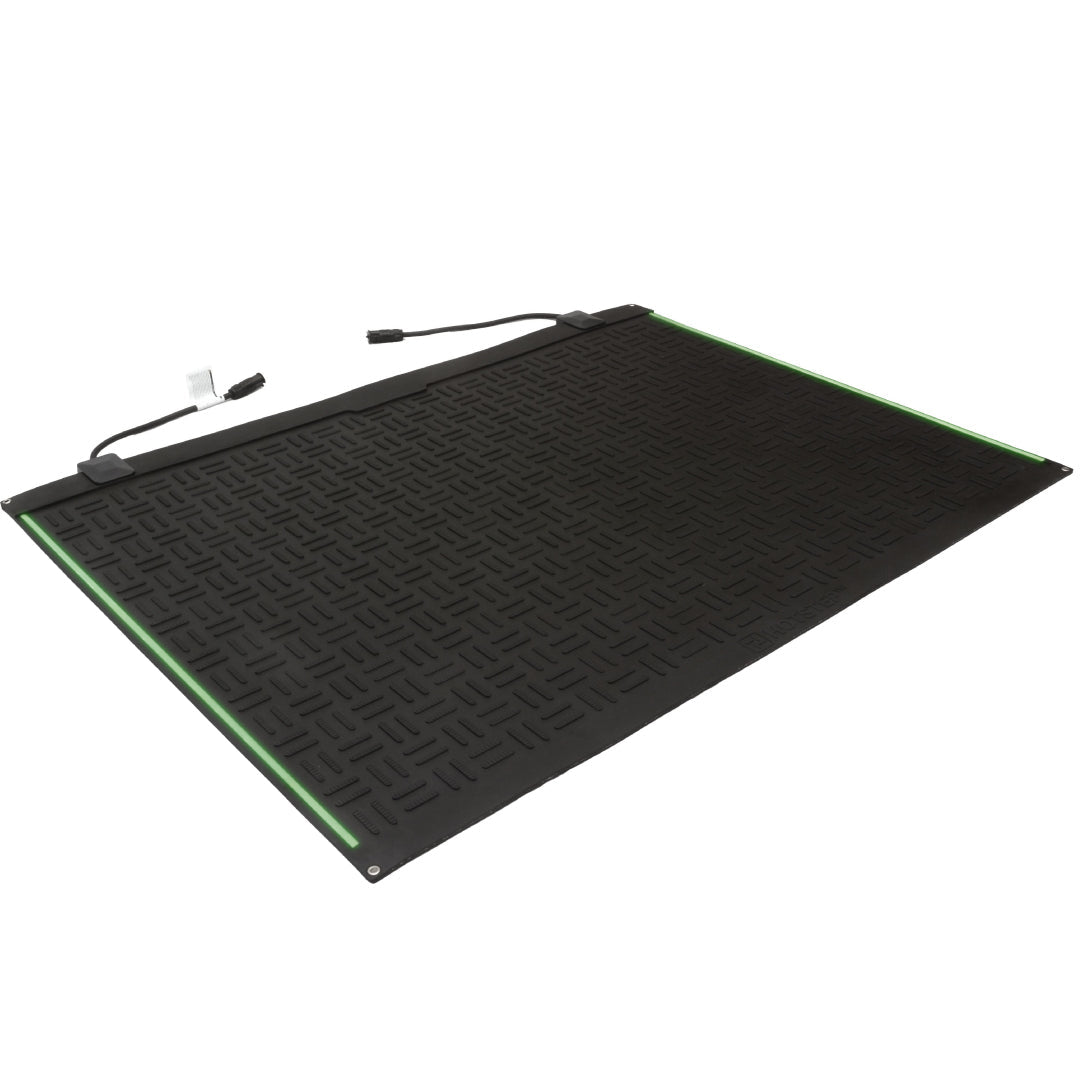 Snow melting mat installation on residential walkway