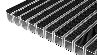 Top Clean High Aluminum Entrance Matting - 42mm with Grooved Rubber and Cassette Brush