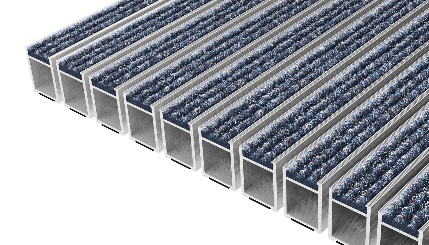 Top Clean High Aluminum Entrance Matting - 42mm with Ribbed Carpet