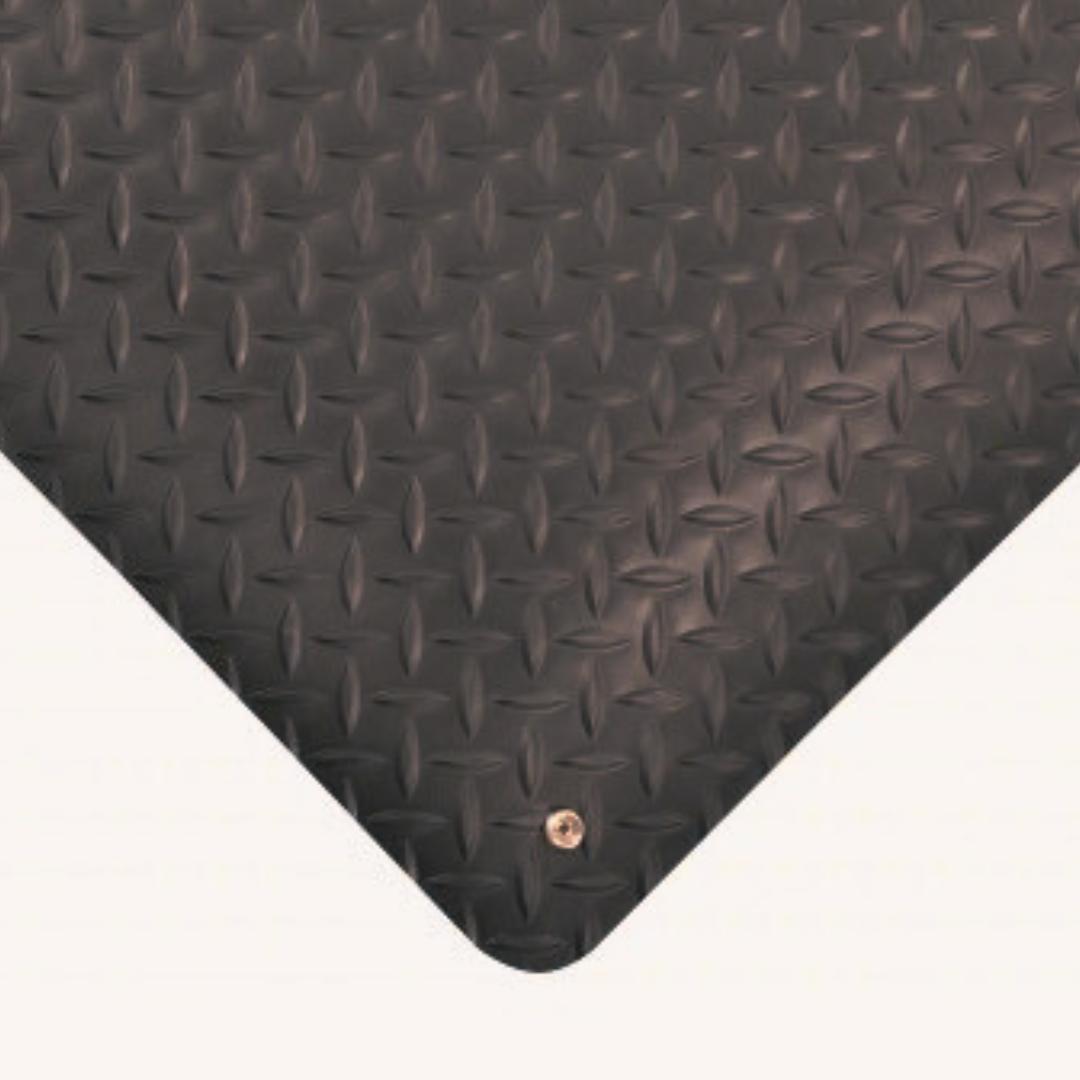 Diamond Plate Conductive Anti-Fatigue Mat with Ground Cord