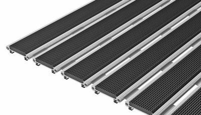 Top Clean Light XL Aluminum Entrance Matting - 12mm with Grooved Rubber