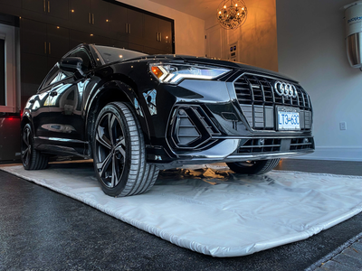 Garage floor mat for small city car - compact car containment mat