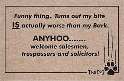 FUNNY DOORMAT - BITE IS WORSE THAN BARK