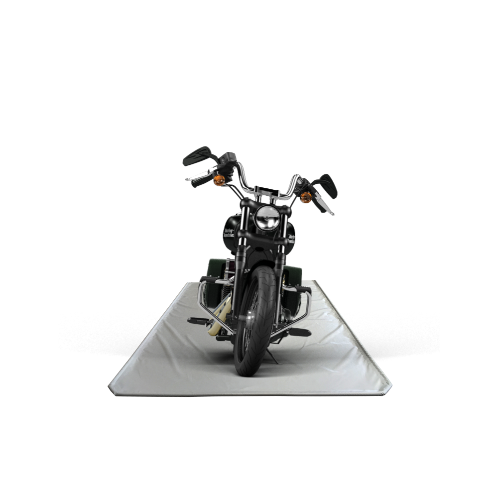 Garage containment mat for motorcycle - keeps garage floor clean from oil and grease